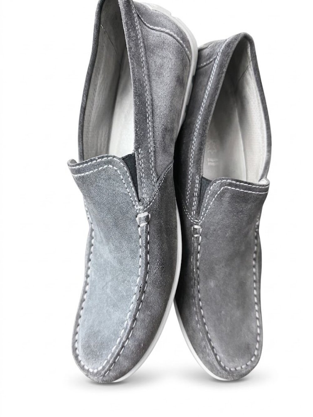 GEOX Respira Moner Men's Grey Suede Driving Loafers Slip On Moccasins Size 44